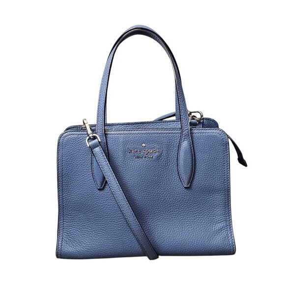 Kate Spade New York Rowe Pebble Leather Small Top Zip Blue Satchel Bag - Picture 1 of 16
